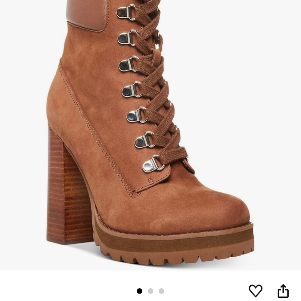 Steve Madden White Lace-Up Boots with Chunky Heel